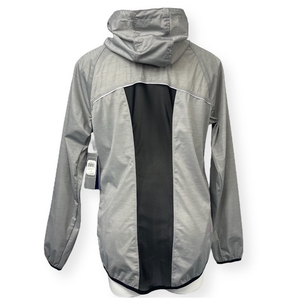 Asics Run Light Jacket Gray Heather Pink Trim Mesh Windbreaker Shell WT0851CW L - Picture 2 of 16